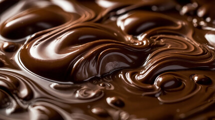 Melted chocolate background top view, Sweet melted chocolate glaze texture