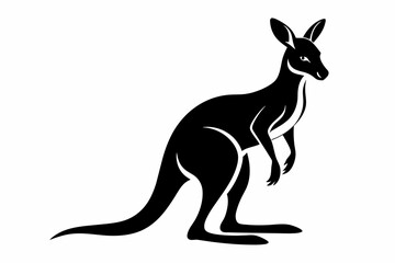 Stylized Kangaroo Black Silhouette Vector,kangaroo silhouette, stylized kangaroo, black silhouette, kangaroo vector, vector graphic, animal silhouette, Australian wildlife, jumping 