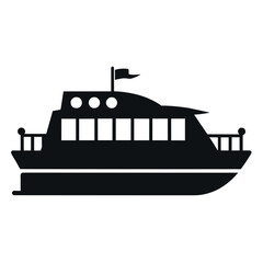 Obraz premium river water taxi flat style silhouette, a water taxi silhouette, isolated white background