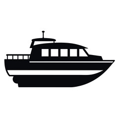 river water taxi flat style silhouette, a water taxi silhouette, isolated white background