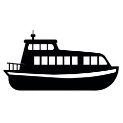 Obraz premium river water taxi flat style silhouette, a water taxi silhouette, isolated white background