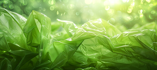 Reduce reuse recycle campaign banner with green plastic bag