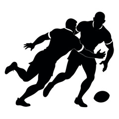 Rugby players dump vector silhouette white background