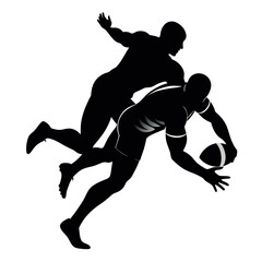 Rugby players dump vector silhouette white background