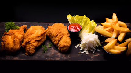 A Delicious Fried Chicken and Potato Menu Mockup: Perfect for Restaurant and Takeout Promotions. Ideal for use in restaurant menus, takeout flyers, digital content, and social media promotions.