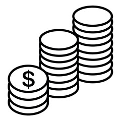Stack of coin icon vector art illustration, a set of coin icon flat style illustration