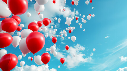 Rote und weisse Luftballon - Nationalfarben von Polen &Ouml;sterreich Schweiz und Kanada