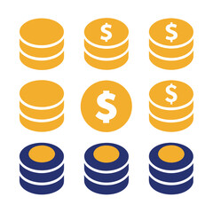 Stack of coin icon vector art illustration, a set of coin icon flat style illustration
