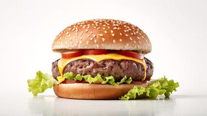 fresh drilled hamburger isolated on white background