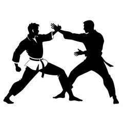 Two karate fighter fight with each other vector illustration