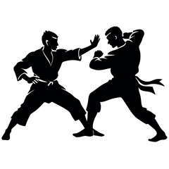 Two karate fighter fight with each other vector illustration
