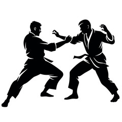 Two karate fighter fight with each other vector illustration