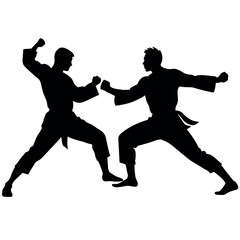Two karate fighter fight with each other vector illustration