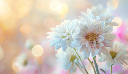 Obraz premium White flowers on a blurred background