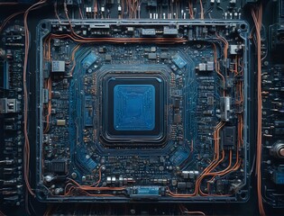 Fototapeta premium AI-Enhanced Chipset: A Closer Look Inside a Modern Processor