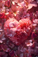 Obraz premium A heart made of pink flowers