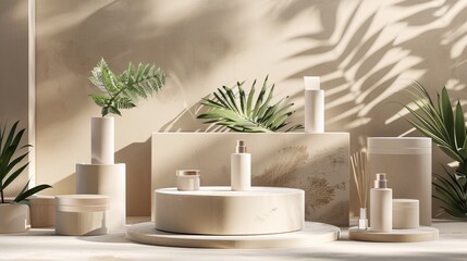 An elegant studio shot presenting a meticulously crafted 3D rendering of a futuristic luxury eco packaging design, highlighting premium materials and eco-friendly features, with space for branding