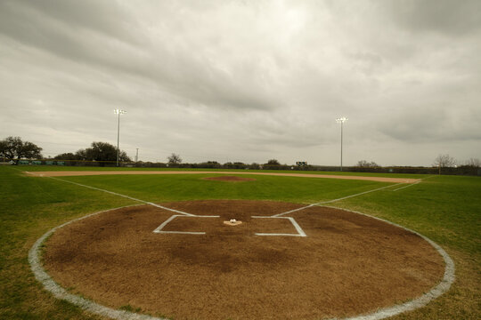 Baseball Field Wide Angle View from Home Plate