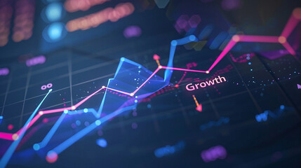 Modern growth trend line chart, with key data points and milesto