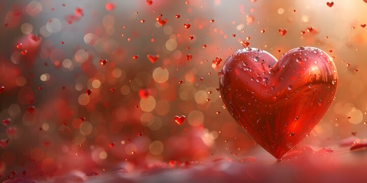 Red heart with bokeh background