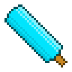 Fototapeta premium Blue Popsicle, Pixel Art Icon, Isolated