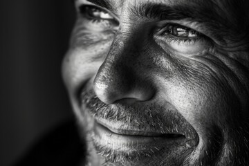 Obraz premium close up black and white portrait of a smiling man