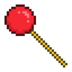 Obraz premium Red Lollipop, Pixel Art Icon, Isolated