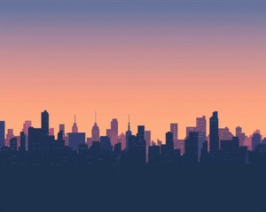 Fototapeta premium The silhouette of the city's skyline was visible.