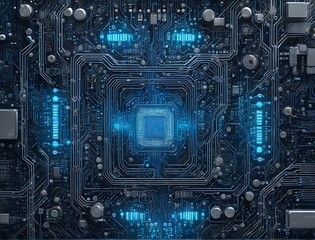 Fototapeta premium Advanced AI-Integrated Computer Motherboard with High-Performance Components