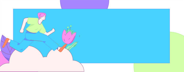 People exercising healthy running vector internet operation illustration
