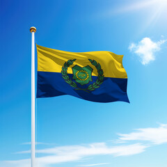 Waving flag of Perlis is a state of Malaysia on flagpole