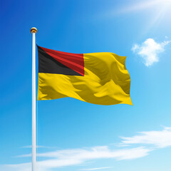Waving flag of Negeri Sembilan is a state of Malaysia on flagpole