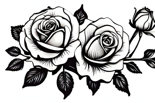 black and white rose Generative Ai