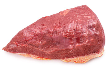 Picanha raw Beef or Sirloin cap on white Background, Rump cap Beef isolate on white with clipping path.