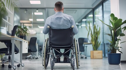 Man in wheelchair in  Office