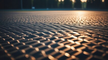 Naklejka premium close-up of cobblestones illuminated by warm, golden light. The intricate details and soft glow create a warm and inviting atmosphere, perfect for a wallpaper or backdrop