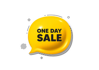 One day sale tag. Comic speech bubble 3d icon. Special offer price sign. Advertising Discounts symbol. One day chat offer. Speech bubble comic banner. Discount balloon. Vector