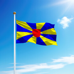 Waving flag of West Flanders is a province of Belgium on flagpole
