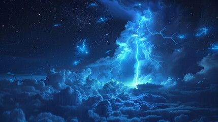 Blue Jet lightning phenomenon in the upper atmosphere.