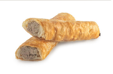 Puff pastry with potato and meat over white