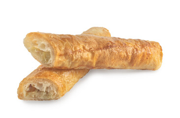 Puff pastry with potato and cabbage over white