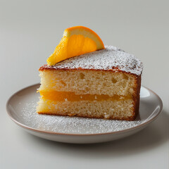 Delicious Orange Cake Slice on a Ceramic Plate