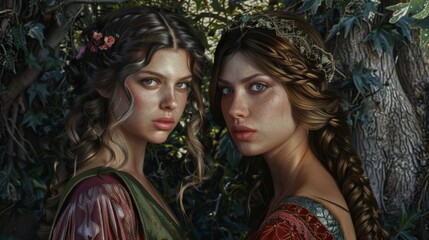 Two beautiful women standing next to each other