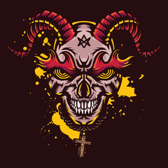 Flame Evil Demon Skull Illustration