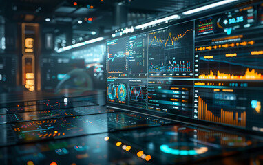 Fototapeta premium High-Tech Data Center with Digital Interfaces
