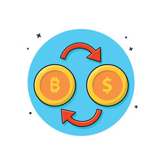 Bitcoin and Dollar Exchange Vector Illustration. Money Exchange Concept Design.