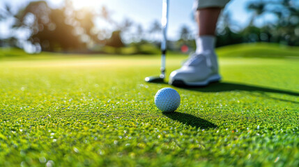 Close-Up of Golf Ball Concentrating on Putt