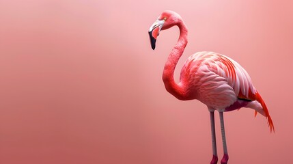 Fototapeta premium Illustration of Model a pink flamingo. Ai Generate.