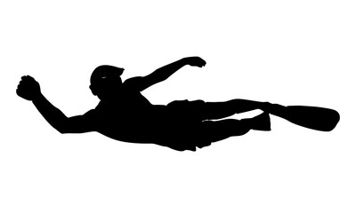 silhouette of scuba diver underwater in the sea vector illustration