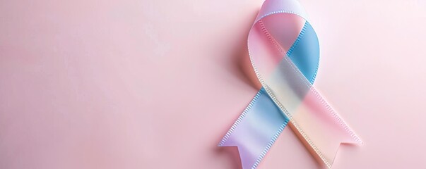 Mental health awareness ribbon, pastel colors, flat design, supportive message